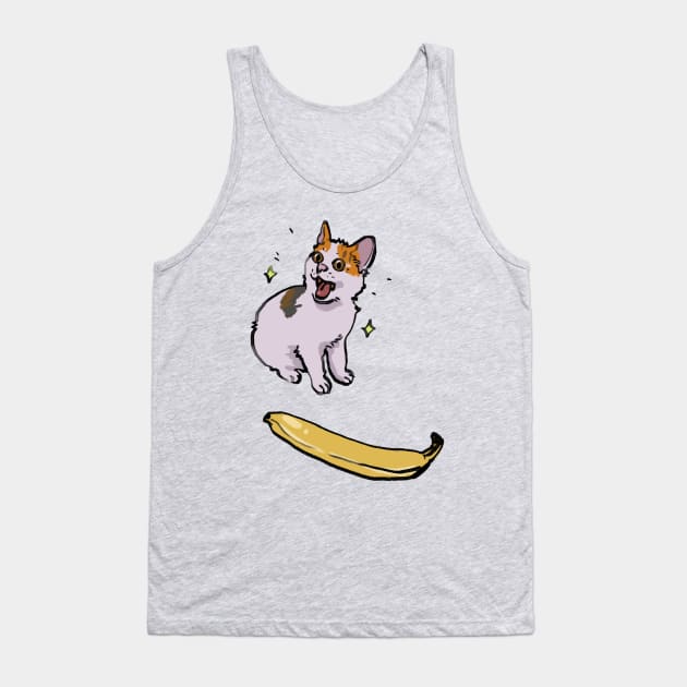 angry cat no banana meme but it's happy cat yes banana instead Tank Top by mudwizard